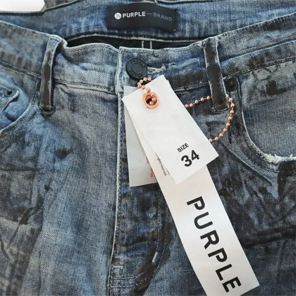Purple Brand Indigo X-Ray Jeans with Black Foil Low Rise Skinny NWT New 34 - Picture 8 of 8